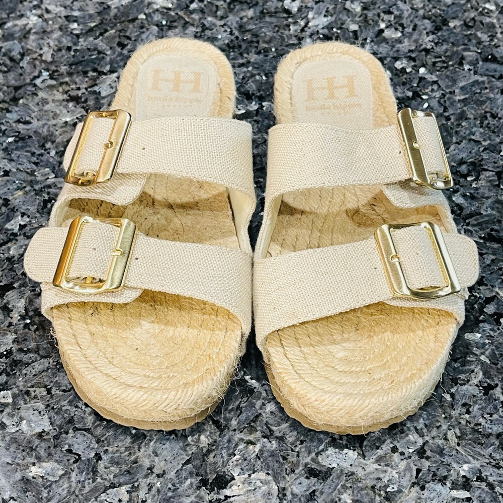 Haute Hippie Tan Nikki Sandals with Gold Buckles Size 7 - Picture 2 of 8